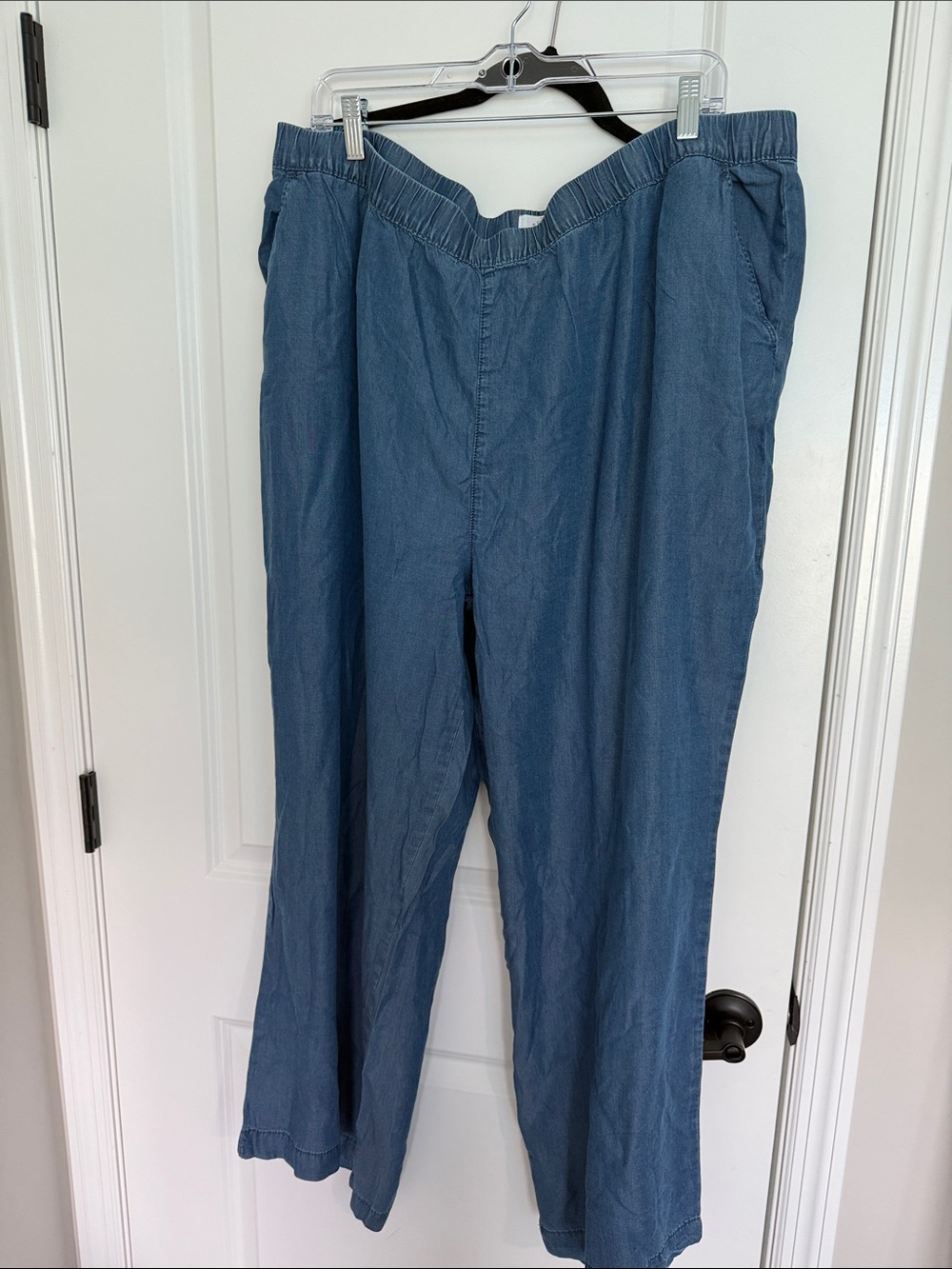 Blue women’s Elastic Waist Casual Pants